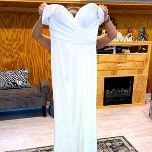 White over the shoulder Atiana prom dress